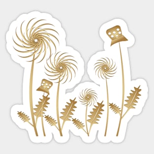 Golden Colored flowers and leaves Sticker